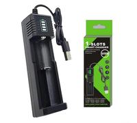 Zilimontt Multi-Function Battery Charger USB Smart Charging Station For 21700 14500 18500 26650 Li-ion Batteries With LED Indicator Compatible With Digital Devices(1 slot)