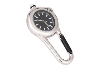 Zilimontt Multifunction Luminous Pocket Watch with Built-in LED Flashlight and Carabiner Clip for Hiking, Climbing & Camping - Metal Case, 40mm Dial, Glow-in-the-Dark Hands