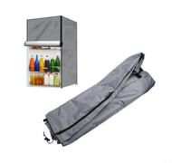 Zilimontt Outdoor Refrigerator Cover Heavy Duty Oxford Fabric Waterproof Upright Fridge Protective Cover With Elastic Hem Cord Buckle Straps Front Zipper Access(Gray 58 * 58 * 142CM)
