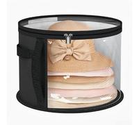 Zilimontt Oversized Clear Hat Storage Box for Women Men, Heavy-Duty Visible Organizer with Dual Zippers, Shape-Protecting Case for Cowboy Sun Hats, Travel Ready Black