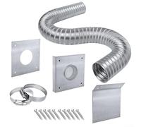 Zilimontt Pellet Stove Fresh Air Intake Kit,2 Inch Outside Cold Air Kit,With Wall Panels Aluminum Pipe Stretch,Length Up to 60 Inch,for Improved Airflow Fuel Efficiency