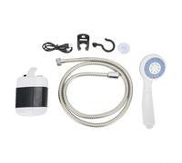 Zilimontt Portable Camping Shower with Rechargeable 2200mAh Battery, 2L/Min High Pressure Pump and 1.5m Hose, USB Charging, Hanging Hook and Suction Cup for for Outdoor