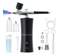 Zilimontt Portable Cordless Airbrush Kit,Airbrush Kit with Compressor,Rechargeable Cordless Airbrush Compressor,with 0.3mm Nozzle,for Models,Painting,Nail Art(Black C)