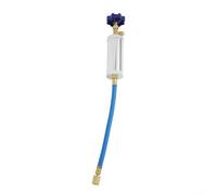 Zilimontt R134A R12 Hand Turn Oil & Dye Injector with 1/4" SAE Male to Female Connector for Vehicle A/C Systems, 600-3000 PSI Pressure Rating, 2 oz Capacity, Aluminu
