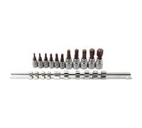 Zilimontt Sandblasted Finish High Hardness Antirust Socket Tools for Home 11pcs 3/8 Plus 0. 25 Drive Chrome Vanadium Steel for Torx Screwdriver Bits Set for Having T60(Set A)