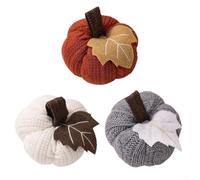 Zilimontt Set Of Three Knitted Fabric Autumn Pumpkins For Indoor Use, Perfect For Seasonal Decor In For Halloween And Thanksgiving Settings(orange)