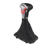 Zilimontt Shift Knob for A4 For A6 2004-2015 Automatic Transmission Vehicles, PU Leather with ABS Plastic Construction, Black or Red Stitching, Direct Fit Replacement(Black line)