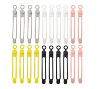 Zilimontt Silicone Cable Ties Reusable Organizer with Windproof Buckle Design for Headphone Wires and Data Cables, 20-Pack in 5 Colors (Black, White, Gray,