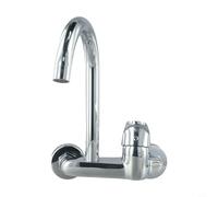 Zilimontt Single Handle Hot and Cold Water Control Space Saving Structure for Kitchen Balcony Washing Area O Brass Chrome Wall Mounted Kitchen Sink Basin Mixer with Tap
