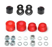 Zilimontt Skateboard Truck Rebuild Kit with 90A Hard Longboard Pivot Cups, Bushings, Kingpin Nuts, Axle Nuts and Washers, Complete Replacement Parts Set Compatible with(Transparent Red)