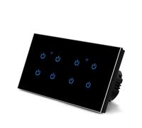Zilimontt Smart WiFi Touch Light Switch Panel Remote Control 2-8 Gang Glass Panel Wall Switch Compatible With For Alexa For Smart Home App Voice Control 220V(8 Gang-Black)