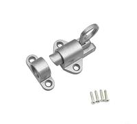 Zilimontt Spring Loaded Door Latch with Self-Closing Automatic Sash Gate Lock, Heavy-Duty Aluminum Alloy Construction, Security Bolt with Pull Ring for for Doors, Cabinets,(Silver)