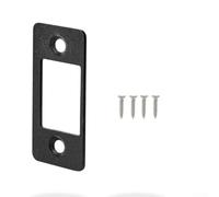 Zilimontt Stainless Steel Deadbolt Strike Plate for for Large Hole and Narrow Edge Door Frame, Misalignment and Sticking Repair Striker Plate, Secure Replacement Door Lock(1PCS-Black&Screws)
