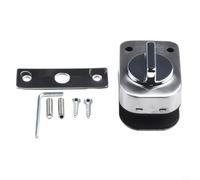 Zilimontt Stainless Steel Glass Door Lock with Latch, Punch-Brushed Silver Ground Lock for 10-12 mm Glass, Easy Install Bathroom or Balcony Door Hardware, Includes Gusset, Scr