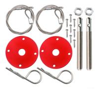 Zilimontt Stainless Steel Hood Lock Kit for Cars and Trucks - Cable-Operated Concealed Bonnet Security Latch with Rust-Resistant Hardware, Fit for Most Vehicle(Red)