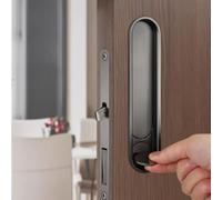 Zilimontt Stainless Steel Oval Pocket Door Lock with Cylinder and Rotating Knob for Sliding Doors in Bedrooms and Bathrooms(Black)