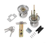 Zilimontt Stainless Steel Round Door Knob Handle with Key Set, Adjustable 60-70mm Backset, Brushed Finish for 25-45mm Thick Doors, Contemporary Entrance Passage Lock for