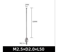 Zilimontt Steel Dial Indicator Probe with M2.5 Thread Contact Point for Micrometer, Height Gauge and Precision Measuring Instruments, Wear-Resistant Extension Rod(M2.5*D2*L50)