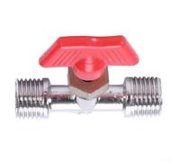 Zilimontt T Shape 1/4 in BSPT x 1/4 in BSPT Male to Male Thread Joint Pipe Gas Vent Needle Valve for Air Compressor, Silver and Red Metal with Plastic Construction