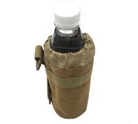 Zilimontt Tactical Molle Water Bottle Pouch 600D Nylon Holder with Drawstring and Buckle Attachment for for Cycling, Camping, Hiking, Climbing, Outdoor Sports, Fits Belt or(Tan)