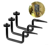 Zilimontt Trail Camera Tree Mount Holder for Hunting Game Cameras - Heavy-Duty Steel Bracket with 1/4-20 Thread, Rust-Resistant Black Finish, Compact 4.4-Inch Rod & 2.32-Inch Screw - 3-Pack