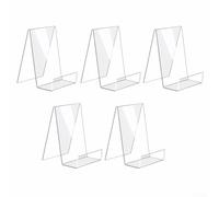 Zilimontt Transparent Acrylic Book Display Stand for Desktop - Vertical Desktop Bookshelf with Triangular Stability Base, 100 x 100 x 150 mm, Crystal-Clear Light