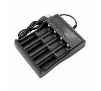 Zilimontt USB Battery Charger for 3.7V Lithium Batteries with Dual Slot Design, Intelligent IC Protection, and LED Indicator for 14500 14650 16340 18350 26650(Four Slots)
