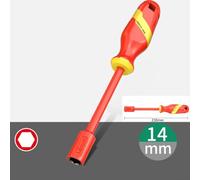 Zilimontt VDE Insulated Socket Wrench 1000V High Voltage Safety Tool for Electricians with TPE Material and Alloy Steel Construction in Bright Red Color for Professional(14mm)