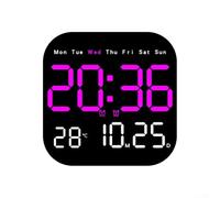 Zilimontt Wall Clock Screen LCD Silent Auto,Digital Wall Clock with ime & Temp Alongside Alarms & Countdowns,Desk Clock For Living Room,Kitchen, Bedroom(Red and Red)