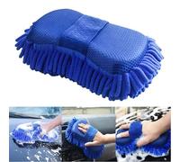Zilimontt Wash Glove Lint Car Wash with Elastic Strap Sponge Care Washing Brush Pad Blue Microfiber Chenille Cleaning Sponge Built in Hand-Strap and Car Wash Mitt(light blue)