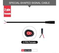 Zilimontt Waterproof Ebike Shaped Connector for E-For Bike Systems - 2/3/4/5/6-Pin Signal Line Extension Cable with Plastic Housing & Steel Contacts, Black, 80 cm(2 Pin Female)