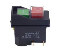 Zilimontt Waterproof IP55 Push Button Electromagnetic Switch, 4 Pin AC250V 16A Starter, Double Pole Cut Off with Brake Function, for Machine Tools and Power Tools