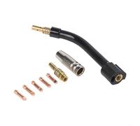 Zilimontt Welding Torch Gooseneck Kit Compatible with MB15 15AK SB15 Series MIG, Brass Swan Neck Assembly with Protective Cover, Connecting Rod and 5 Copper Tips(0.6 mm)