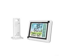 Zilimontt Wireless Weather Station with Color Touchscreen and Sensor for Indoor Outdoor Humidity, White and Black