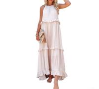 Zilimontt Women's Halter Maxi Dress Irregular Tiered Floor Length | Lightweight polyester fabric, breathable for summer, suitable for spring and autumn wear