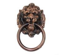 Zilimontt Zinc Alloy Lion Head Door Knob and Cabinet Drawer Pull Handle, Antique Style Single Hole Design for for Wardrobe, Kitchen Cupboard, Bookcase or Furniture(Red Bronze)