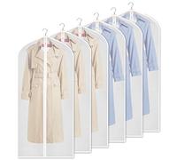 Zilink Clear Garment Bag Dress Bags for Storage 54 in, 6 Pack | Study Full Length Zipper, Dust Proof, Coat Bags for Clothes Closet Storage for Fur Coat Leather Jacket Dress