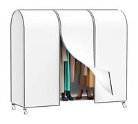 Zilink Clothes Rail Cover 72 Inch Dustproof Breathable Large Clothes Rail Storage Bag with Cover with 2 Durable Zippers for Clothes Rail White