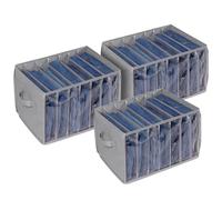 Zilink Upgraded Wardrobe Clothes Organizer with Support Board Clear Pants Organizer Bins for Closet with 7 Grids Divider Sweater Organizer for Closet for Jeans Pants Sweaters Legging T-Shirt, 3 Pack