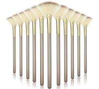 Ziliny 12Pcs Soft Face Brushes, Blusher, Synthetic Masks, Acid Applicators, Multi-purpose Fan Cosmetic Brush for Glycolic Peeling Makeup Mask for Mud Cream (Champagne)
