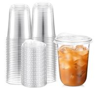 Ziliny 25 Sets 16 oz Clear Plastic Cups with Strawless Sip Lids, Thickened Clear Disposable Plastic PET Crystal Cups for Iced Coffee, Smoothie, Cold Beverage, Drink Shops and Party Catering