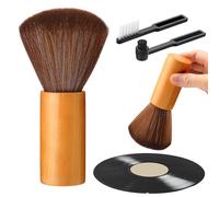 Ziliny 3 Pcs Vinyl Record Cleaning Brush Wooden Anti Static Dust Record Vinyl Cleaner Kit Player Accessories Gift for Music Lovers(Light Brown)