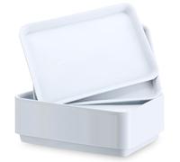 Ziliny 30 Pcs White Serving Tray, 12.6" x 9.1" x 1" Platters for Serving Food Plastic Reusable Food Tray, Party Trays Movie Night Snack Platters for Kitchen Cafeteria Veggie Fruit Cookies Desserts