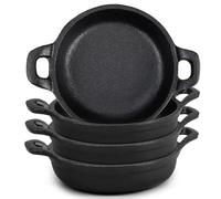 Ziliny Cast Iron Skillet 5 x 1.2'' Mini Round Pans Small Ramekin Black Casserole Dish Cookware Oven Safe Skillets for Home Indoor Picnic Kitchen(4 Pcs) (JNE-Ziliny-223)