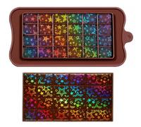 Ziliny Holographic Chocolate Molds Resin Silicone Chocolate Bar Deep Thick Molds for Christmas Family DIY Baking Wax Melts Party Supplies(Star 3)
