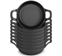 Ziliny Mini Cast Iron Skillets 6.34 x 6.34 x 1.5 Inch Cast Iron Pan Small Ramekin Set Black Casserole Dish Cookware Oven Safe Mini Skillets for Kitchen Indoor Outdoor Picnic (8 Pack)