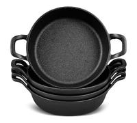 Ziliny Mini Cast Iron Skillets 7 x 7 x 1.7 Inch Cast Iron Pan Small Ramekin Set Black Casserole Dish Cookware Oven Safe Mini Skillets for Kitchen Indoor Outdoor Picnic (4 Pack)