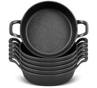 Ziliny Mini Cast Iron Skillets 7 x 7 x 1.7 Inch Cast Iron Pan Small Ramekin Set Black Casserole Dish Cookware Oven Safe Mini Skillets for Kitchen Indoor Outdoor Picnic (6 Pack)