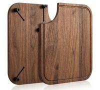 Ziliny Rv Sink Cutting Board, 14.5" x 12.5" Sink Cover Cutting Board with Adjustable Rubber Feet Compatible with Most Rv Boat Kitchen Sinks, Built in Juice Groove and Corner Cut for Scraps(Acacia)