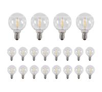 zilitol 20 Pcs G40 LED Replacement Light Bulbs E12 Screw Base Shatterproof LED Globe Bulbs for Solar String Lights Warm